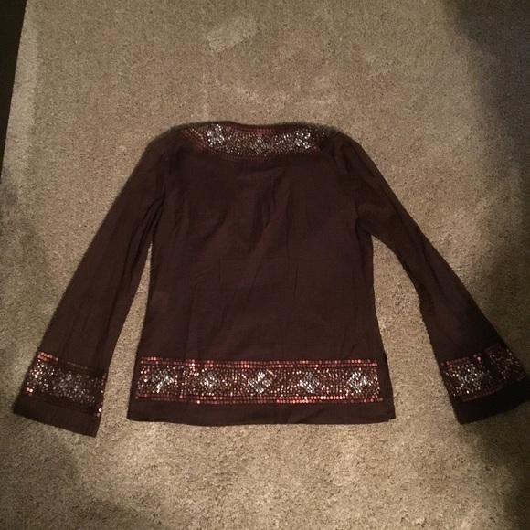 Brown Boho Sequined Tory Burch Tunic - Picture 2 of 2
